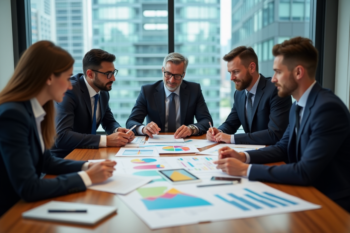 Groupe de professionnels en réunion autour d'une table