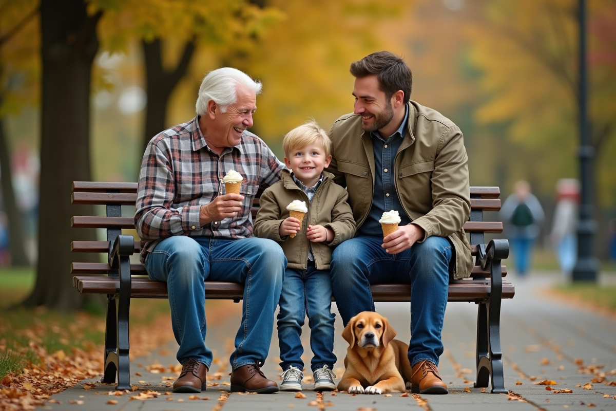 Famille multigeneration profitant d une sortie au parc