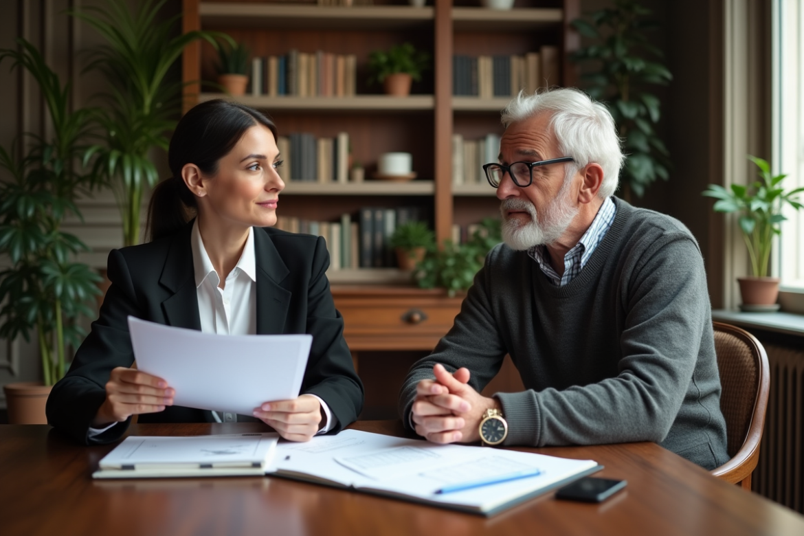 Femme d'affaires discutant avec un homme dans un appartement parisien