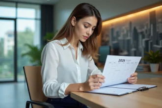Femme professionnelle planifiant 2026 dans un bureau moderne