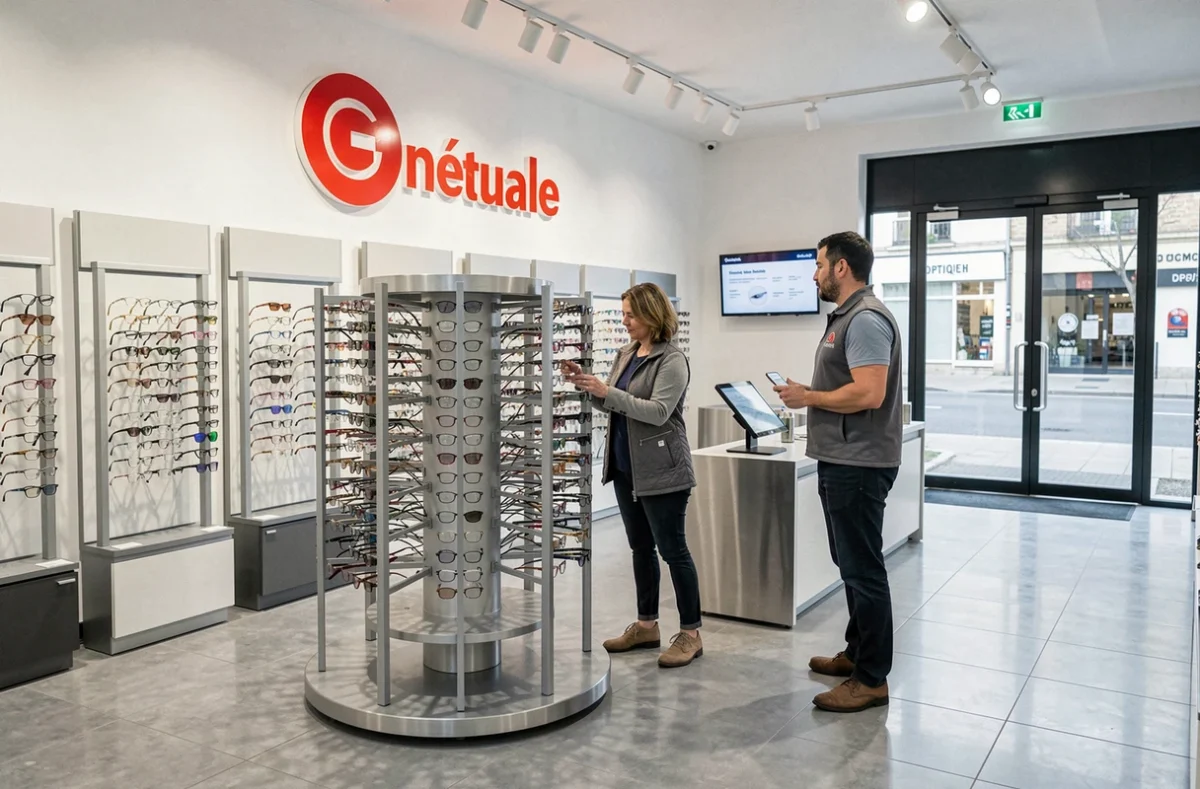 Cliente parcourant les montures dans le magasin Générale d'Optique à Montluçon