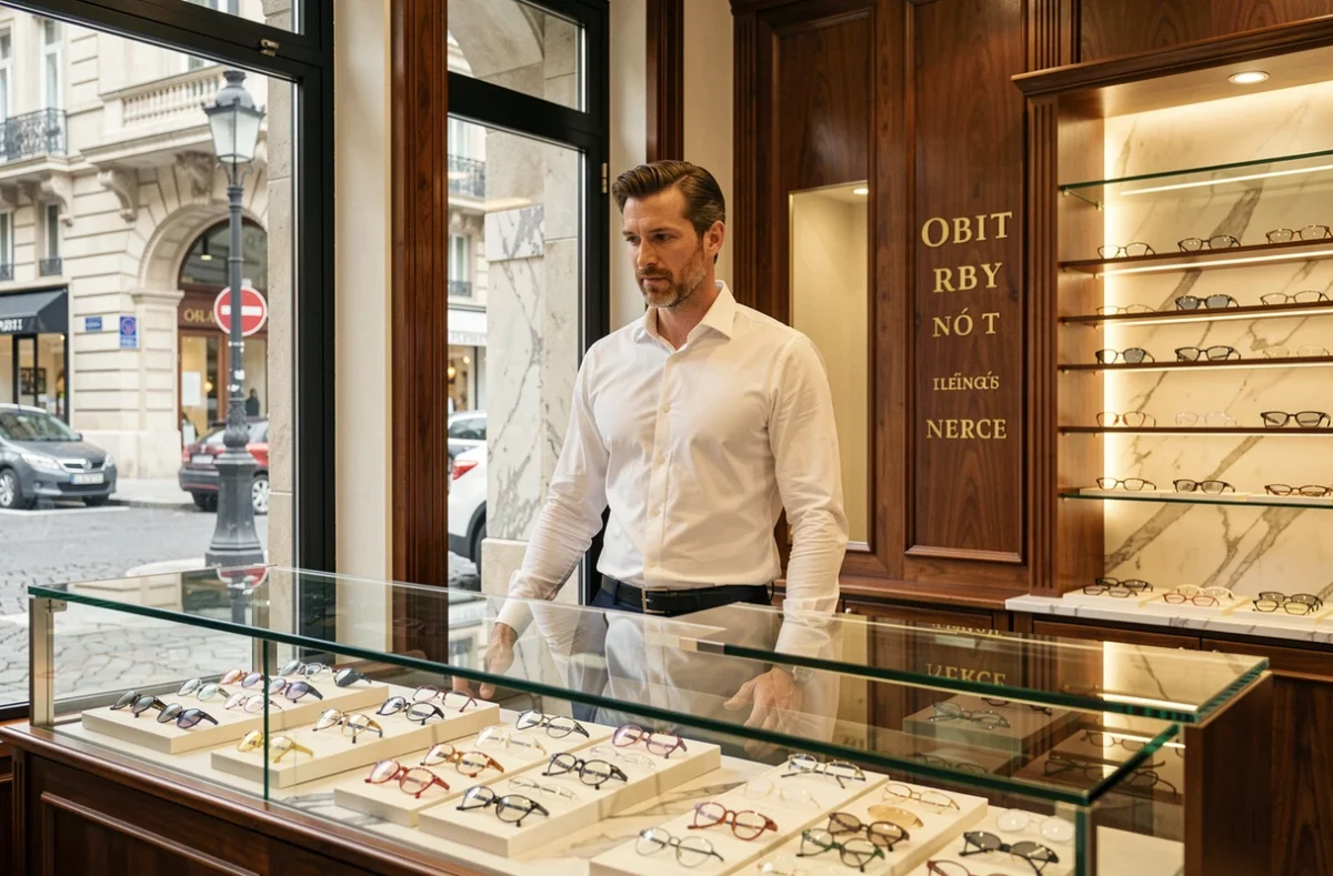 Opticien professionnel derrière le comptoir d'Optic Gambetta à Vichy