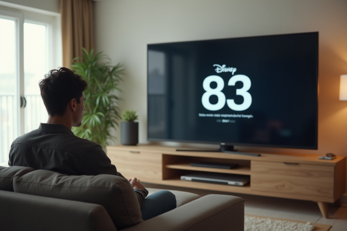 Personne sur un canapé face à une TV affichant erreur Disney