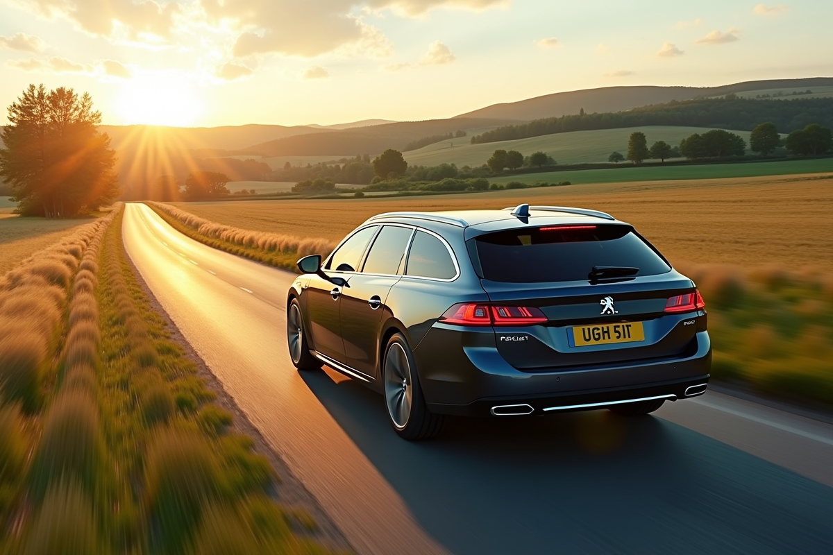 Peugeot 508 SW en conduite dans la campagne en journée